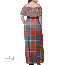 Scottish Cameron Of Lochiel Ancient Clan Tartan Off Shoulder Long Dress - Classic Scottish Plaid Tartan Plaid