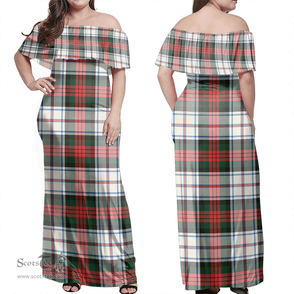 Scottish MacDuff Dress Modern Clan Tartan Off Shoulder Long Dress - Classic Scottish Plaid Tartan Plaid