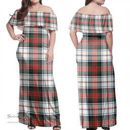 Scottish MacDuff Dress Modern Clan Tartan Off Shoulder Long Dress - Classic Scottish Plaid Tartan Plaid