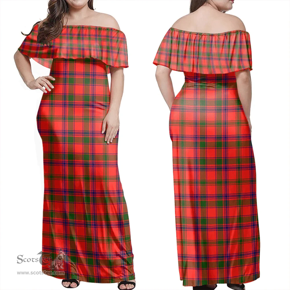Scottish MacColl Modern Clan Tartan Off Shoulder Long Dress - Classic Scottish Plaid Tartan Plaid