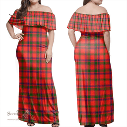 Scottish MacColl Modern Clan Tartan Off Shoulder Long Dress - Classic Scottish Plaid Tartan Plaid