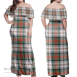 Scottish MacDuff Dress Ancient Clan Tartan Off Shoulder Long Dress - Classic Scottish Plaid Tartan Plaid