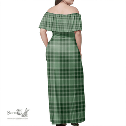 Scottish MacDonald Lord Of The Isles Hunting Clan Tartan Off Shoulder Long Dress - Classic Scottish Plaid Tartan Plaid