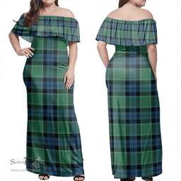 Scottish Graham Of Menteith Ancient Clan Tartan Off Shoulder Long Dress - Classic Scottish Plaid Tartan Plaid