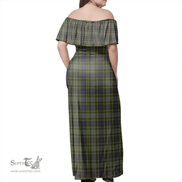Scottish Davidson Tulloch Dress Clan Tartan Off Shoulder Long Dress - Classic Scottish Plaid Tartan Plaid