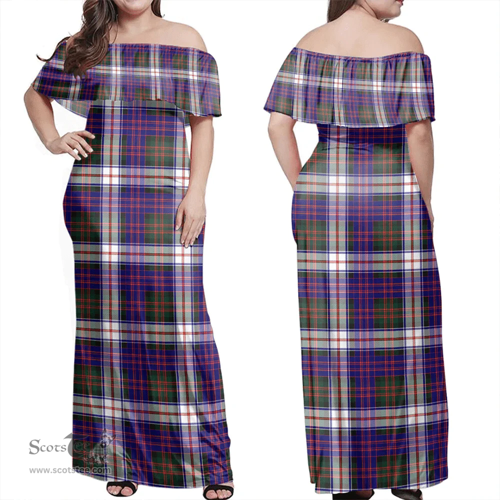 Scottish MacDonald Dress Modern Clan Tartan Off Shoulder Long Dress - Classic Scottish Plaid Tartan Plaid