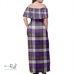 Scottish MacDonald Dress Modern Clan Tartan Off Shoulder Long Dress - Classic Scottish Plaid Tartan Plaid
