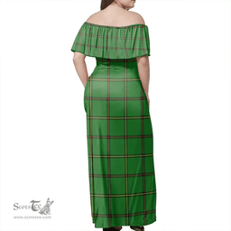 Scottish Don Tribe Of Mar Clan Tartan Off Shoulder Long Dress - Classic Scottish Plaid Tartan Plaid