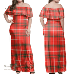 Scottish Duke Of Rothesay Modern Clan Tartan Off Shoulder Long Dress - Classic Scottish Plaid Tartan Plaid