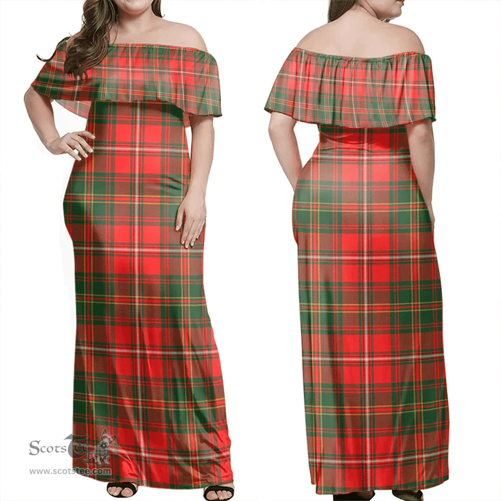 Scottish Hay Modern Clan Tartan Off Shoulder Long Dress - Classic Scottish Plaid Tartan Plaid