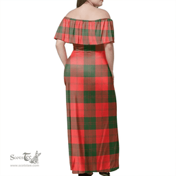 Scottish Erskine Modern Clan Tartan Off Shoulder Long Dress - Classic Scottish Plaid Tartan Plaid