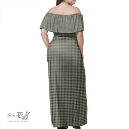 Scottish Haig Check Clan Tartan Off Shoulder Long Dress - Classic Scottish Plaid Tartan Plaid