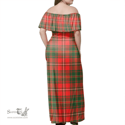 Scottish Hay Modern Clan Tartan Off Shoulder Long Dress - Classic Scottish Plaid Tartan Plaid