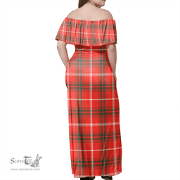 Scottish Duke Of Rothesay Modern Clan Tartan Off Shoulder Long Dress - Classic Scottish Plaid Tartan Plaid