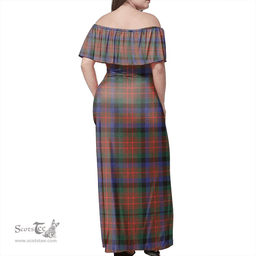 Scottish MacDuff Hunting Modern Clan Tartan Off Shoulder Long Dress - Classic Scottish Plaid Tartan Plaid