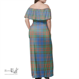 Scottish Stewart Of Appin Hunting Ancient Clan Tartan Off Shoulder Long Dress - Classic Scottish Plaid Tartan Plaid