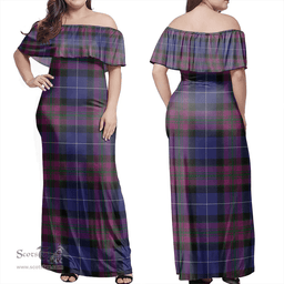 Scottish Pride Of Scotland Clan Tartan Off Shoulder Long Dress - Classic Scottish Plaid Tartan Plaid