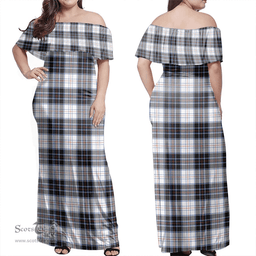 Scottish MacRae Dress Modern Clan Tartan Off Shoulder Long Dress - Classic Scottish Plaid Tartan Plaid