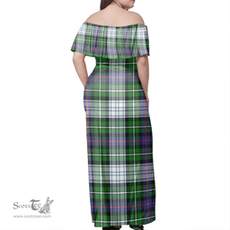 Scottish MacKenzie Dress Modern Clan Tartan Off Shoulder Long Dress - Classic Scottish Plaid Tartan Plaid