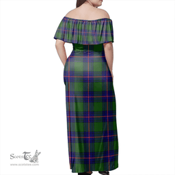 Scottish Shaw Modern Clan Tartan Off Shoulder Long Dress - Classic Scottish Plaid Tartan Plaid