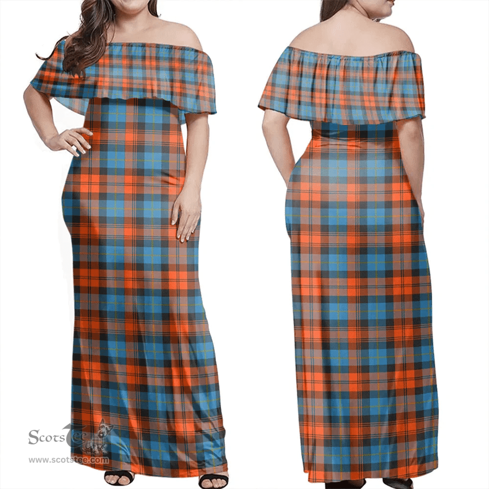 Scottish MacLachlan Ancient Clan Tartan Off Shoulder Long Dress - Classic Scottish Plaid Tartan Plaid