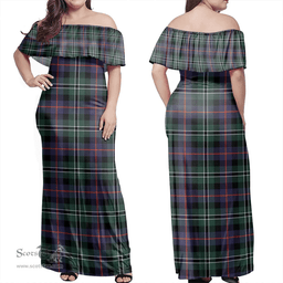 Scottish Rose Hunting Modern Clan Tartan Off Shoulder Long Dress - Classic Scottish Plaid Tartan Plaid
