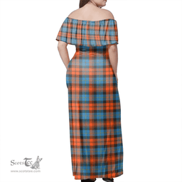 Scottish MacLachlan Ancient Clan Tartan Off Shoulder Long Dress - Classic Scottish Plaid Tartan Plaid