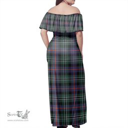 Scottish Rose Hunting Modern Clan Tartan Off Shoulder Long Dress - Classic Scottish Plaid Tartan Plaid
