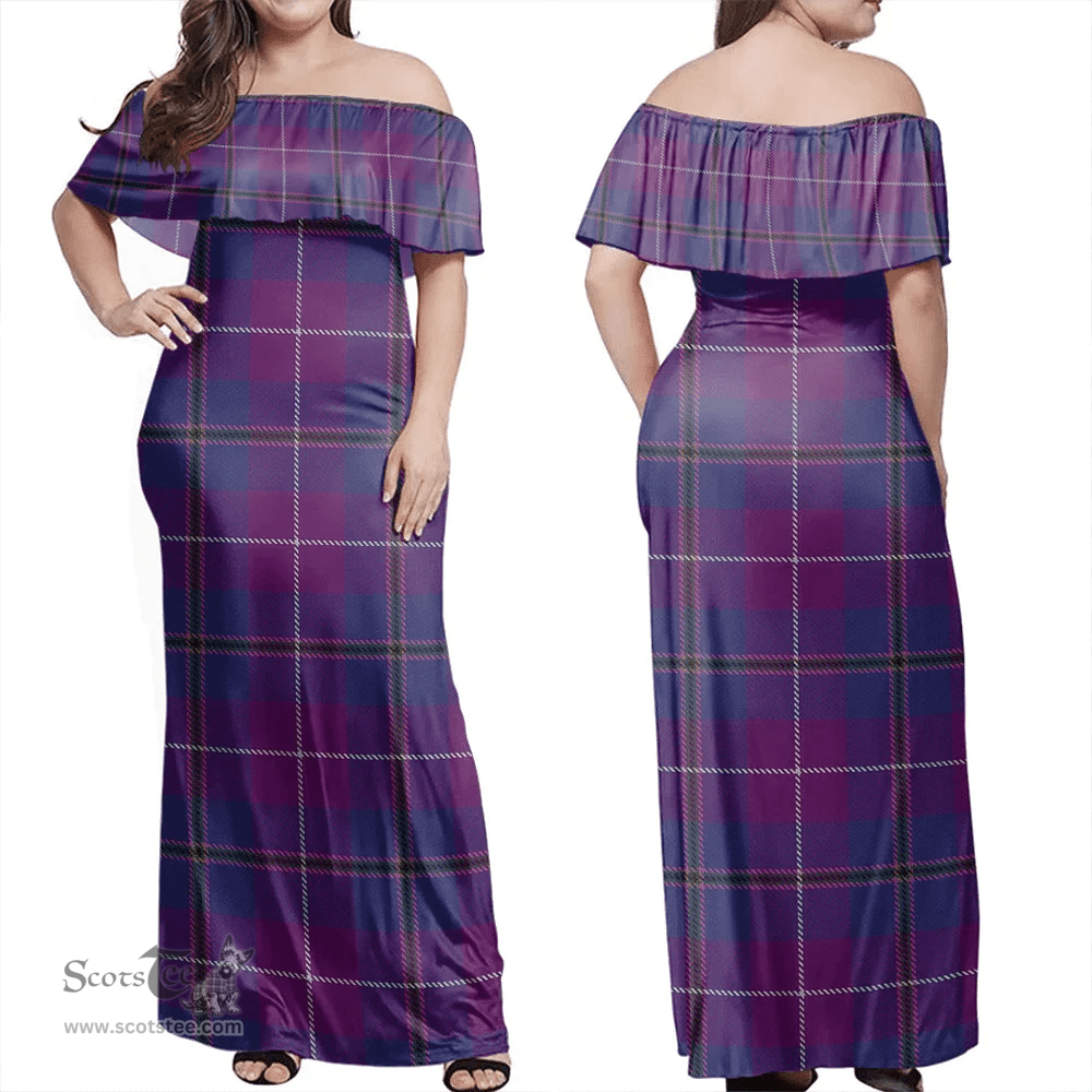 Scottish Pride Of Glencoe Clan Tartan Off Shoulder Long Dress - Classic Scottish Plaid Tartan Plaid