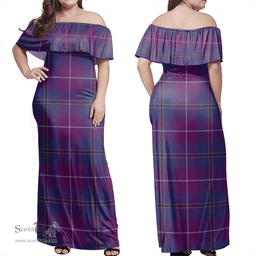 Scottish Pride Of Glencoe Clan Tartan Off Shoulder Long Dress - Classic Scottish Plaid Tartan Plaid