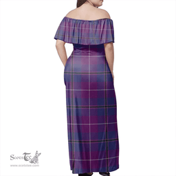 Scottish Pride Of Glencoe Clan Tartan Off Shoulder Long Dress - Classic Scottish Plaid Tartan Plaid