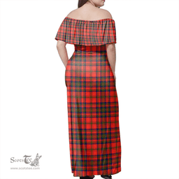 Scottish Matheson Modern Clan Tartan Off Shoulder Long Dress - Classic Scottish Plaid Tartan Plaid