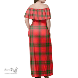 Scottish MacNab Modern Clan Tartan Off Shoulder Long Dress - Classic Scottish Plaid Tartan Plaid