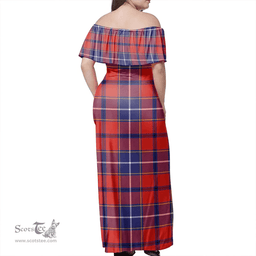 Scottish Wishart Dress Clan Tartan Off Shoulder Long Dress - Classic Scottish Plaid Tartan Plaid
