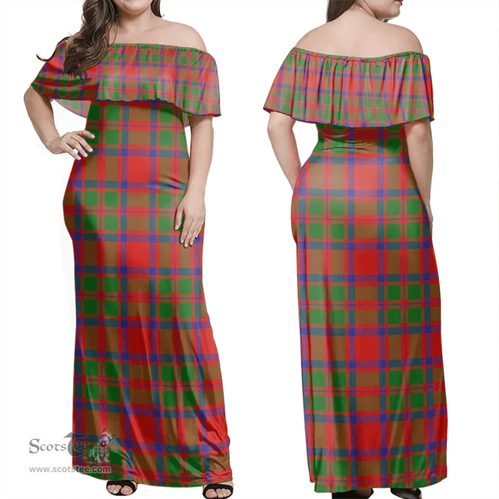 Scottish MacKintosh Modern Clan Tartan Off Shoulder Long Dress - Classic Scottish Plaid Tartan Plaid
