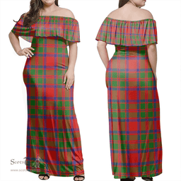 Scottish MacKintosh Modern Clan Tartan Off Shoulder Long Dress - Classic Scottish Plaid Tartan Plaid