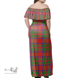Scottish MacKintosh Modern Clan Tartan Off Shoulder Long Dress - Classic Scottish Plaid Tartan Plaid