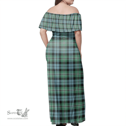 Scottish Melville Clan Tartan Off Shoulder Long Dress - Classic Scottish Plaid Tartan Plaid