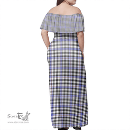 Scottish Sir Walter Scott Clan Tartan Off Shoulder Long Dress - Classic Scottish Plaid Tartan Plaid