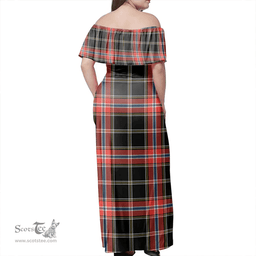 Scottish Norwegian Night Clan Tartan Off Shoulder Long Dress - Classic Scottish Plaid Tartan Plaid