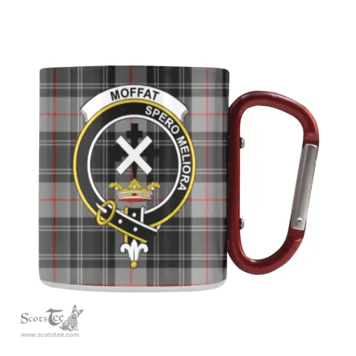 Scottish Moffat Family Crest and Black - Gray Tartan Personalized Coffee Mugs Scotland Gifts Scottish Plaid Tartan Plaid