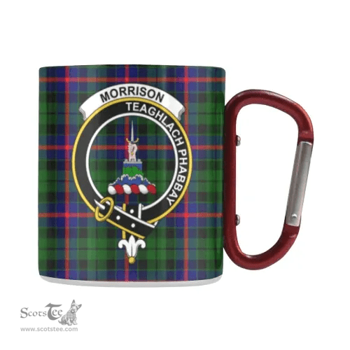 Scottish Morrison Family Crest and Green - Blue Tartan Personalized Coffee Mugs Scotland Gifts Scottish Plaid Tartan Plaid