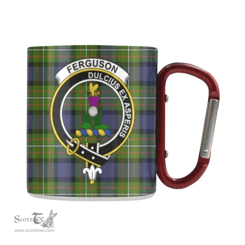 Scottish Fergusson Family Crest and Blue - Green Tartan Personalized Coffee Mugs Scotland Gifts Scottish Plaid Tartan Plaid