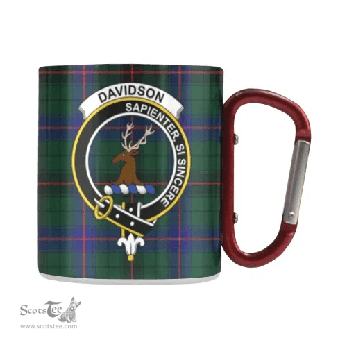 Scottish Davidson Family Crest and Green - Blue Tartan Personalized Coffee Mugs Scotland Gifts Scottish Plaid Tartan Plaid