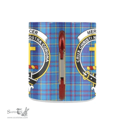 Scottish Mercer Family Crest and Blue Tartan Personalized Coffee Mugs Scotland Gifts Scottish Plaid Tartan Plaid