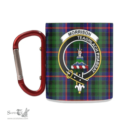 Scottish Morrison Family Crest and Green - Blue Tartan Personalized Coffee Mugs Scotland Gifts Scottish Plaid Tartan Plaid