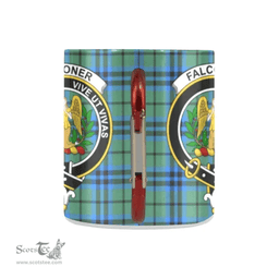 Scottish Falconer Family Crest and Blue - Green Tartan Personalized Coffee Mugs Scotland Gifts Scottish Plaid Tartan Plaid