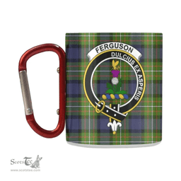 Scottish Fergusson Family Crest and Blue - Green Tartan Personalized Coffee Mugs Scotland Gifts Scottish Plaid Tartan Plaid