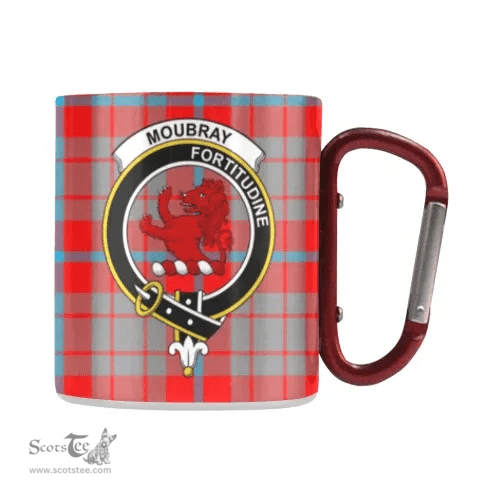 Scottish Moubray Family Crest and Red - Gray Tartan Personalized Coffee Mugs Scotland Gifts Scottish Plaid Tartan Plaid