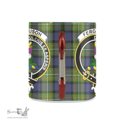 Scottish Fergusson Family Crest and Blue - Green Tartan Personalized Coffee Mugs Scotland Gifts Scottish Plaid Tartan Plaid